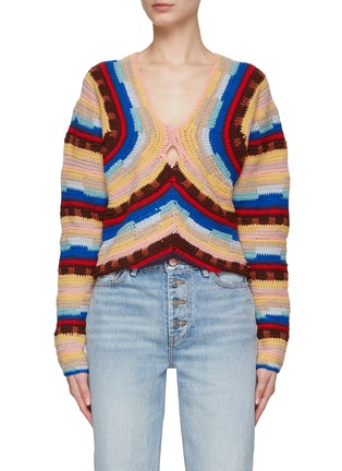 Main View - Click To Enlarge - SEA NEW YORK - ‘OLINA’ V-NECK CUTOUT KNIT SWEATER