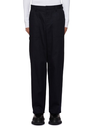 Main View - Click To Enlarge - PRADA - LOGO APPLIQUÉ FLAT FRONT DRILL PANTS