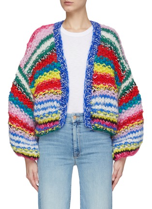 Main View - Click To Enlarge - NIZHONI - ‘BILLY’ BALLOON SLEEVE CROPPED KNIT CARDIGAN