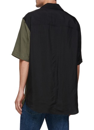 Back View - Click To Enlarge - SONG FOR THE MUTE - Two Tone Oversized Button Up Shirt