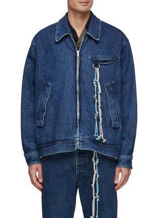 Main View - Click To Enlarge - SONG FOR THE MUTE - Beaded Rope Detail Zip Up Denim Coach Jacket