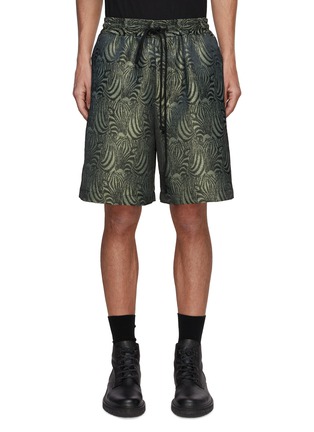 Main View - Click To Enlarge - SONG FOR THE MUTE - Zebra Jacquard Drawstring Elasticated Waist Shorts