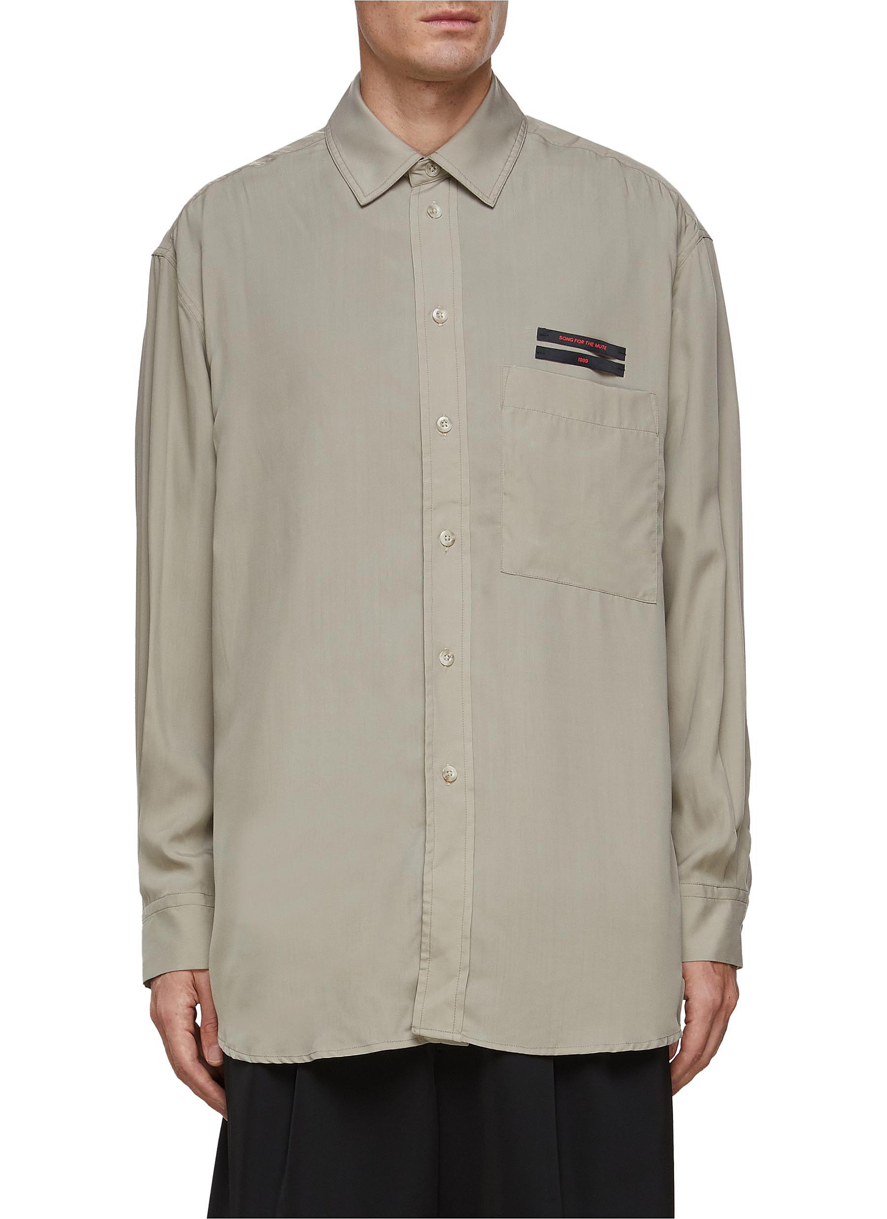 SONG FOR THE MUTE 1999 LOGO PATCH SHIRTTAIL HEM BUTTON UP SHIRT