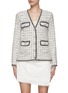 Main View - Click To Enlarge - SELF-PORTRAIT - CONTRAST TRIMS CHECK KNIT CARDI