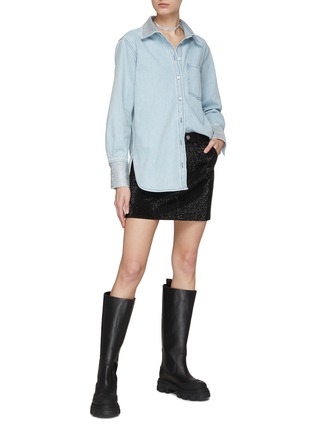 Figure View - Click To Enlarge - FRAME - OVERSIZE RHINESTONE EMBELLISHED COLLAR CUFF BUTTON UP SHIRT