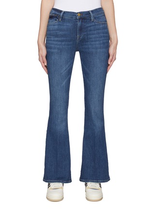 Main View - Click To Enlarge - FRAME - ‘LE PIXIE HIGH’ WHISKERING DETAIL FLARED LEG JEANS