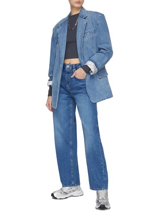 Figure View - Click To Enlarge - FRAME - HIGH RISE MEDIUM WASHED BARREL LEG JEANS