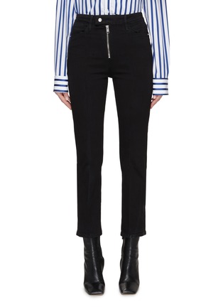 Main View - Click To Enlarge - FRAME - ‘LE SUPER HIGH’ EXPOSED ZIP STRAIGHT LEG JEANS