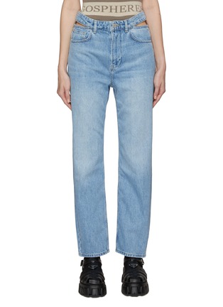 Main View - Click To Enlarge - FRAME - ‘LE HIGH N TIGHT’ MEDIUM WASH STRAIGHT CUT JEANS
