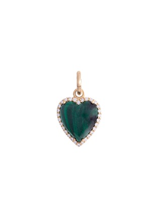 Main View - Click To Enlarge - STORROW JEWELRY - ‘ALANA’ MALACHITE DIAMOND 14K YELLOW GOLD HEART CHARM