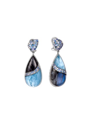 Main View - Click To Enlarge - JOHN HARDY - ‘Cinta’ 18K White Gold Sapphire Aquamarine Hematite Topaz Earrings