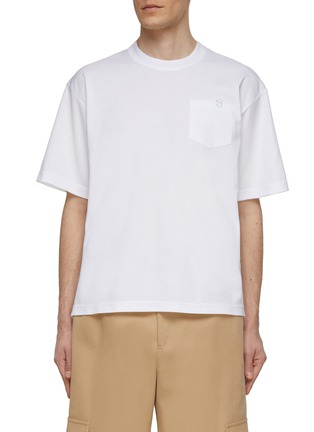 Main View - Click To Enlarge - SACAI - Logo Embroidered Crewneck Short Sleeve Cotton Jersey T-Shirt