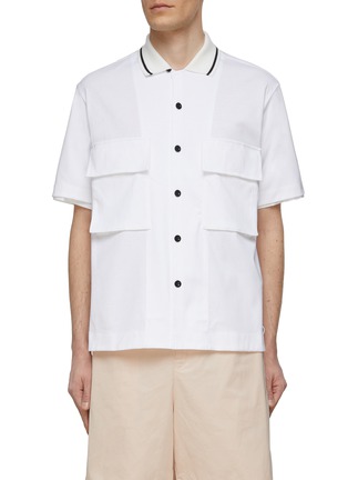 Main View - Click To Enlarge - SACAI - Polo Collar Flap Chest Pocket Button Up Shirt