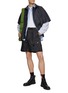 Figure View - Click To Enlarge - SACAI - Belted Contrast Stitch Dark Washed Denim Cargo Shorts