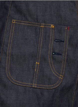  - SACAI - Asymmetrical Chest Pocket Contrast Stitch Short Sleeve Denim Shirt