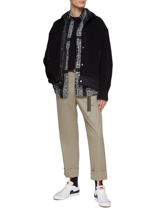 Figure View - Click To Enlarge - SACAI - Belted Straight Leg Cotton Cuffed Pants