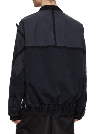Back View - Click To Enlarge - SACAI - Detachable Neck Cuff Herringbone Blouson Jacket