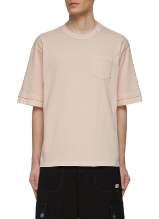 Main View - Click To Enlarge - SACAI - Chest Pocket Crewneck Double Short Sleeve Cotton Jersey T-shirt