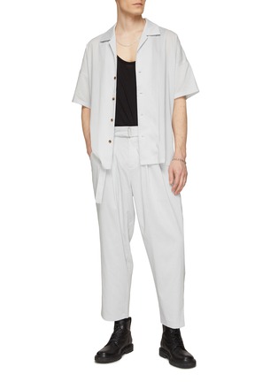 Figure View - Click To Enlarge - ATTACHMENT - Buckled Belt Cropped Tapered Pants