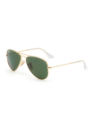 Main View - Click To Enlarge - RAY-BAN - ‘Junior Aviator’ Metal Frame Green Lens Kids Aviator Sunglasses