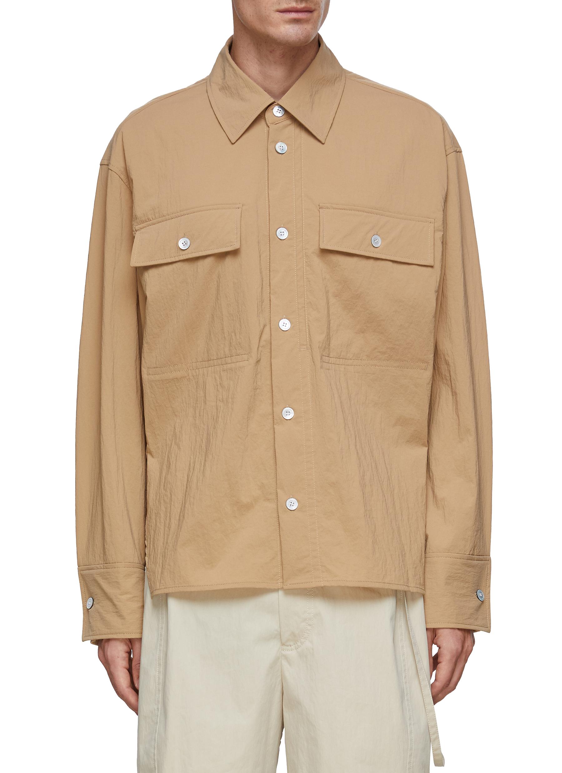 Wooyoungmi Flap Chest Pocket Side Slit Button Up Shirt In Neutral