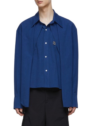 Main View - Click To Enlarge - WOOYOUNGMI - Double Layer Draped Button Up Shirt