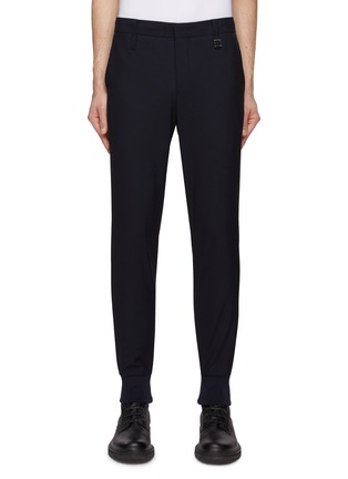 Main View - Click To Enlarge - WOOYOUNGMI - Ribbed Cuff Elasticated Waist Wool Blend Pants