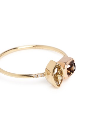 Detail View - Click To Enlarge - XIAO WANG - 'Galaxy' marquise cut diamond 18k yellow gold ring