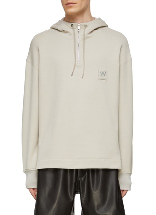 Main View - Click To Enlarge - WOOYOUNGMI - Half Zip Drawstring Cotton Hoodie