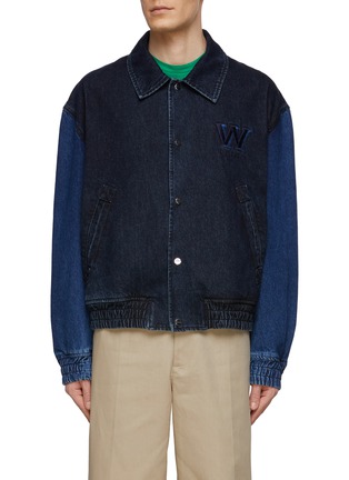 Main View - Click To Enlarge - WOOYOUNGMI - Back Logo Two Toned Denim Varsity Jacket