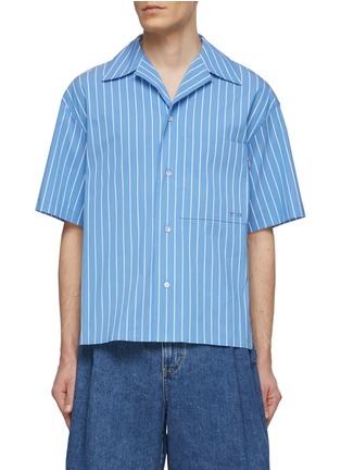 Main View - Click To Enlarge - WOOYOUNGMI - Striped Cotton Boxy Short Sleeve Shirt