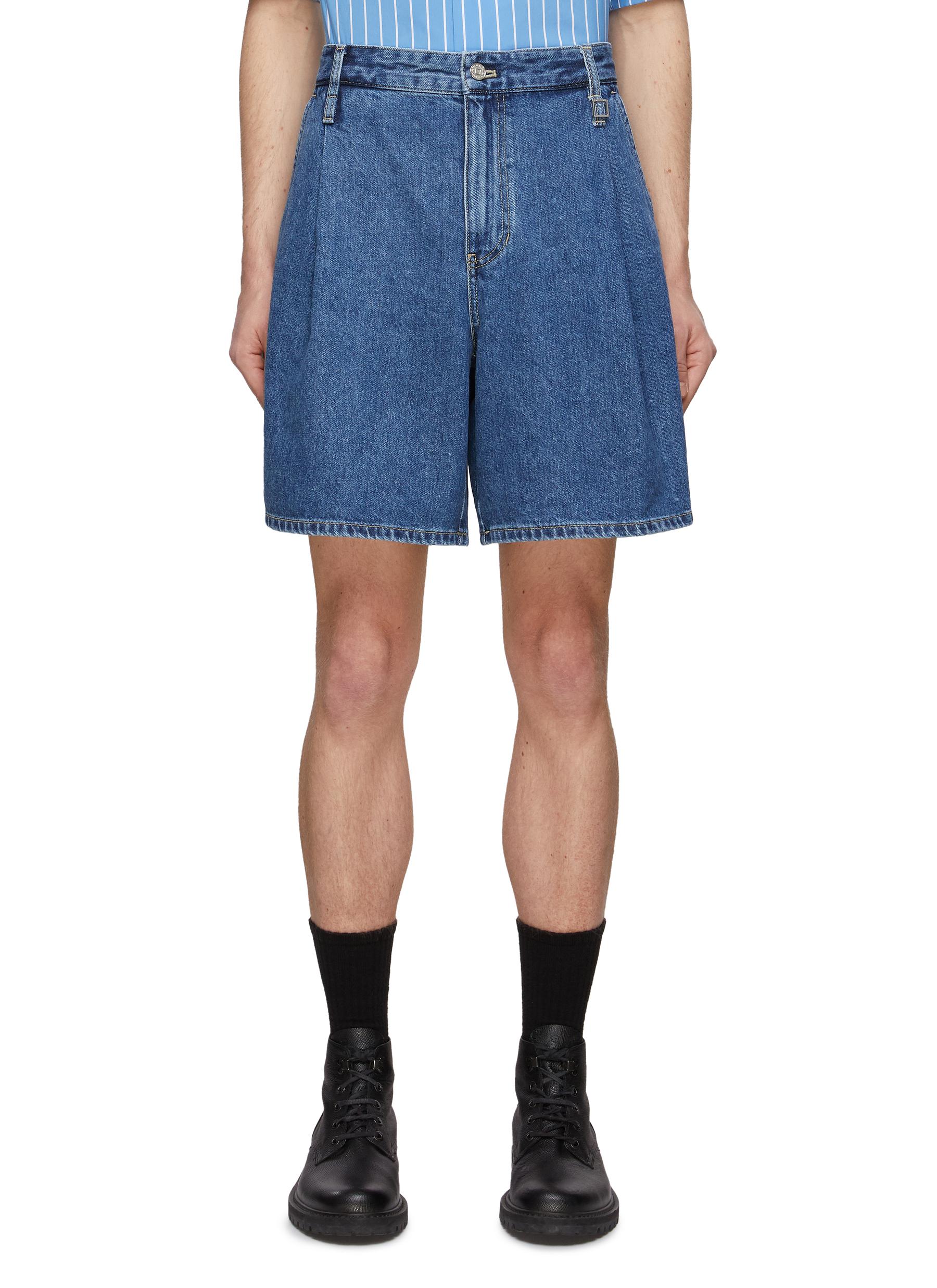 Blue Pleated Shorts