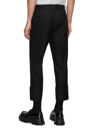 Back View - Click To Enlarge - WOOYOUNGMI - Flat Front Square Ring Turned Up Cuff Wool Pants