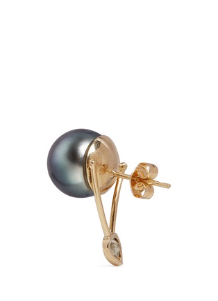 Detail View - Click To Enlarge - XIAO WANG - 'Galaxy' diamond Tahitian pearl 18k gold mismatched earrings