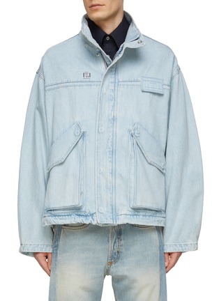 Main View - Click To Enlarge - WOOYOUNGMI - Concealed Button Flap Patch Pocket Light Washed Denim Jacket