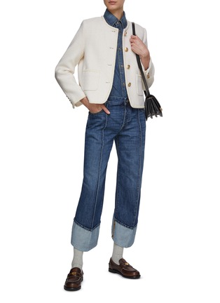 Figure View - Click To Enlarge - DUNST - Contrast Trim Bouclé Tweed Round Neck Jacket