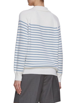 Back View - Click To Enlarge - DUNST - Long Sleeve Striped Cashmere Knit Polo Sweater