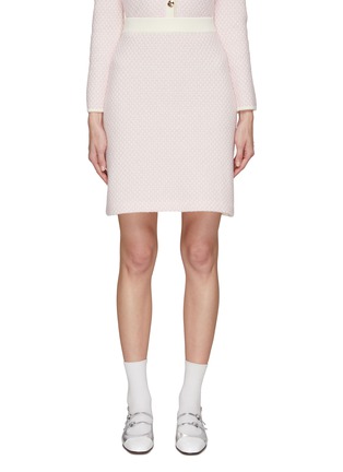 Main View - Click To Enlarge - CRUSH COLLECTION - Elasticated Waist Bouclé Tweed Cardigan Mini Pencil Skirt