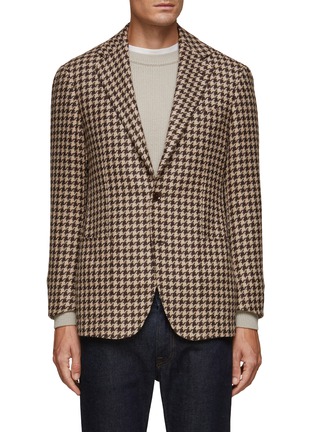 Main View - Click To Enlarge - RING JACKET - Houndstooth Wool Blend Single Breasted Blazer