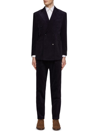 Main View - Click To Enlarge - RING JACKET - DOUBLE BREASTED NOTCH LAPEL CORDUROY SUIT