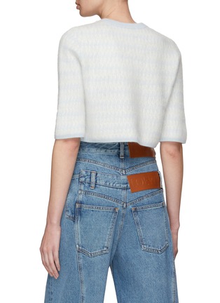 Back View - Click To Enlarge - CRUSH COLLECTION - CREWNECK SHORT SLEEVE CROPPED CASHMERE KNIT SWEATER