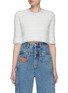 CRUSH COLLECTION - CREWNECK SHORT SLEEVE CROPPED CASHMERE KNIT SWEATER
