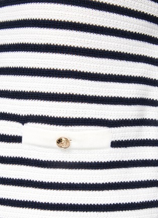  - CRUSH COLLECTION - Crewneck Quarter Sleeve Pointelle Stripe Knit Top