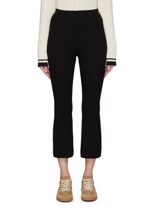 Main View - Click To Enlarge - CRUSH COLLECTION - Elasticated Waist Cropped Flared Leg Knit Pants