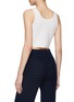 Back View - Click To Enlarge - CRUSH COLLECTION - Crewneck Pointelle Stripe Cropped Knit Tank Top