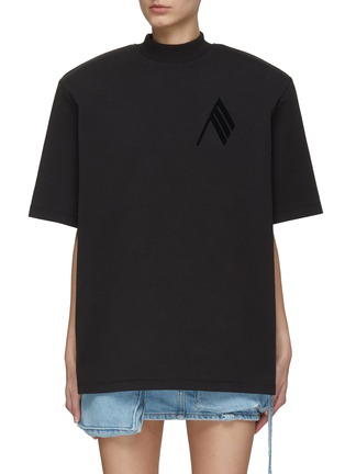 Main View - Click To Enlarge - THE ATTICO - ‘Kilie’ Logo Broad Shoulder Mock Neck T-Shirt