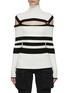 Main View - Click To Enlarge - THE ATTICO - ‘Amilia’ Cut Out Striped Knit Turtleneck Top