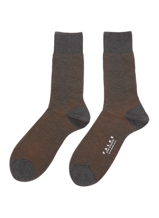 Main View - Click To Enlarge - FALKE - ‘Fine Shadow’ Stripe Cotton Blend Short Socks
