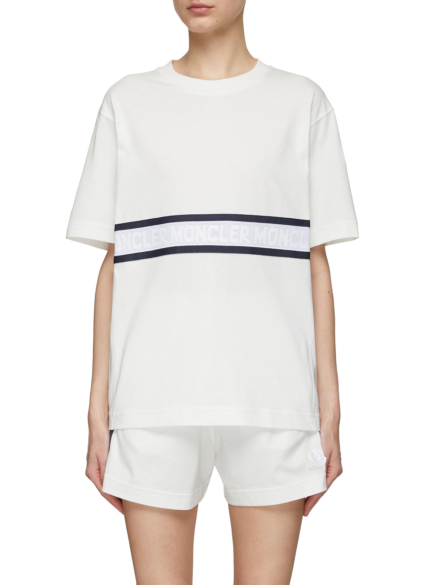 Moncler Logo-stripe Cotton T-shirt In White