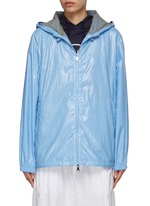 MONCLER | Hooded Shiny Nylon Zip Up Jacket | Women | Lane